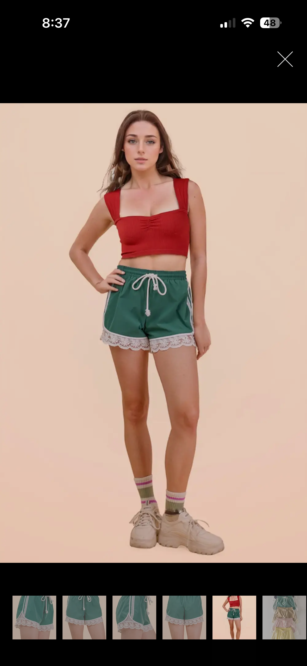 Lace trim active shorts