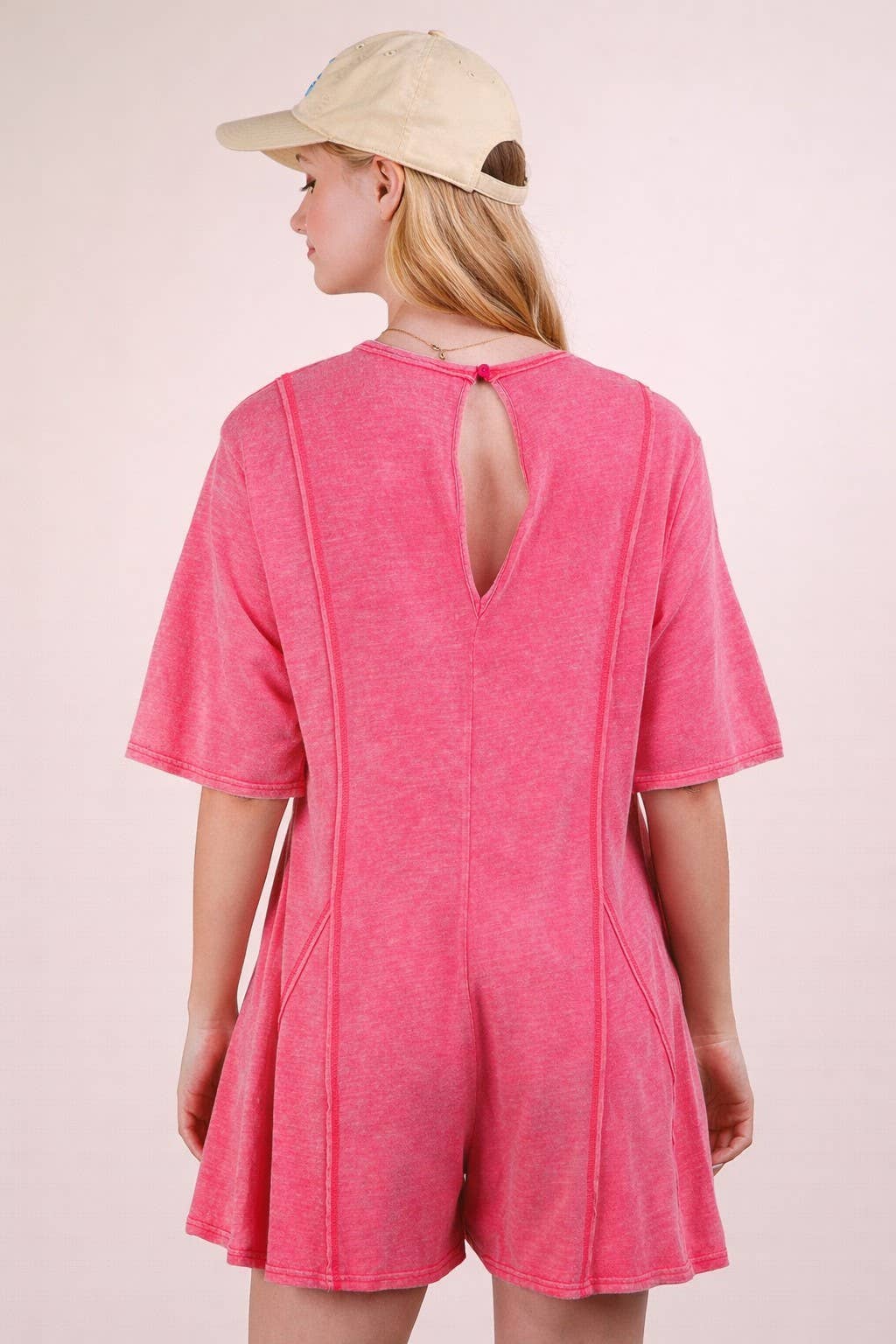 Mineral Washed Oversized Knit Comfy Romper: SAGE