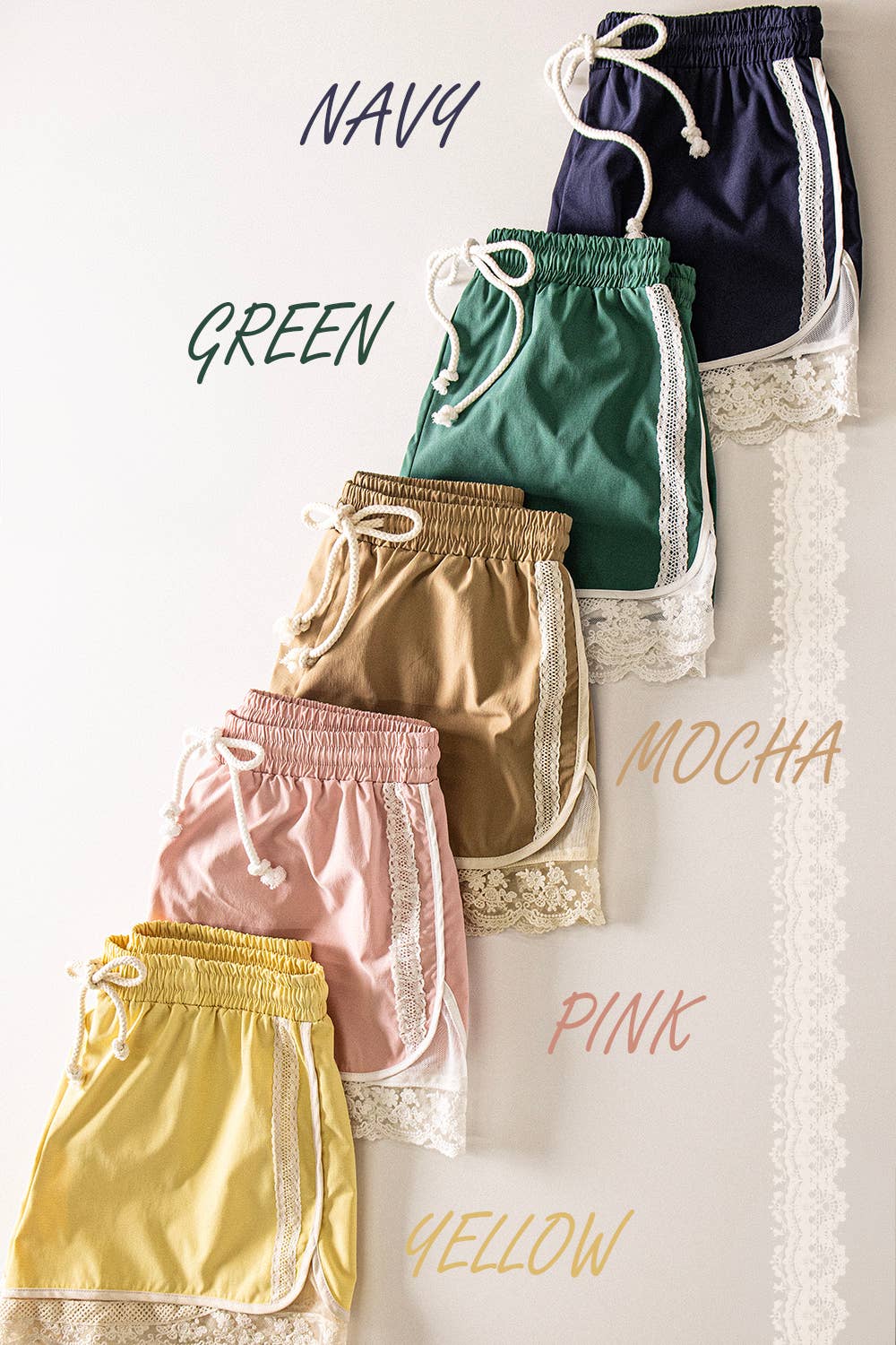 NP71048-Lace Trim Activewear Shorts: MOCHA / S-M-L/2-2-2