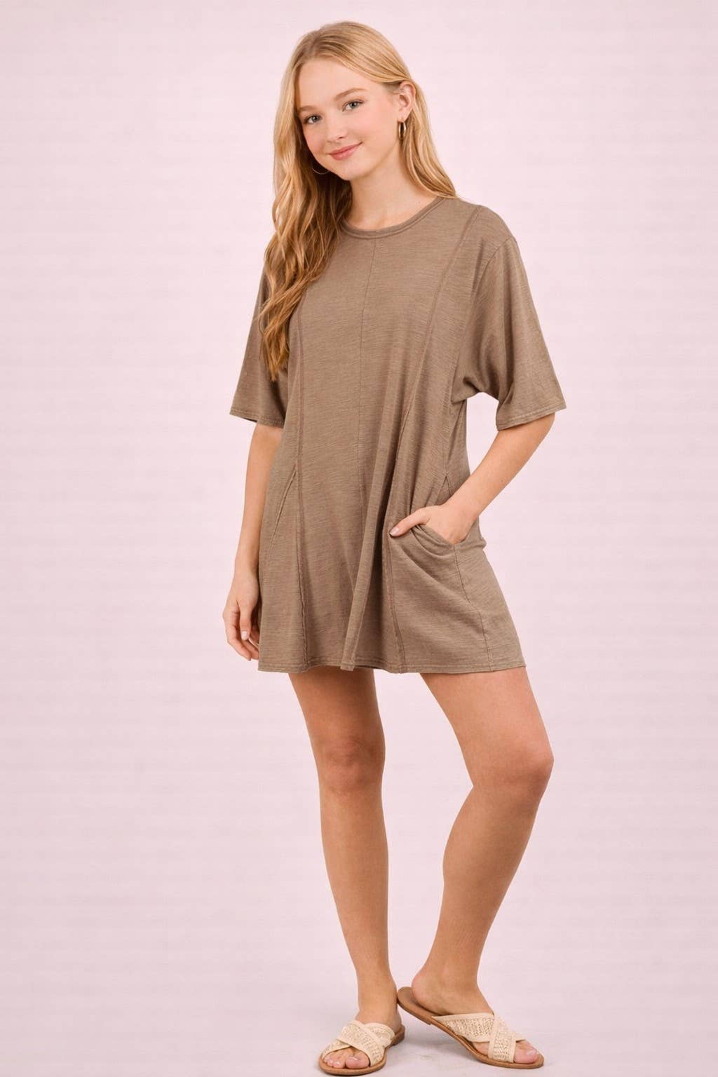 Mineral Washed Oversized Knit Comfy Romper: SAGE