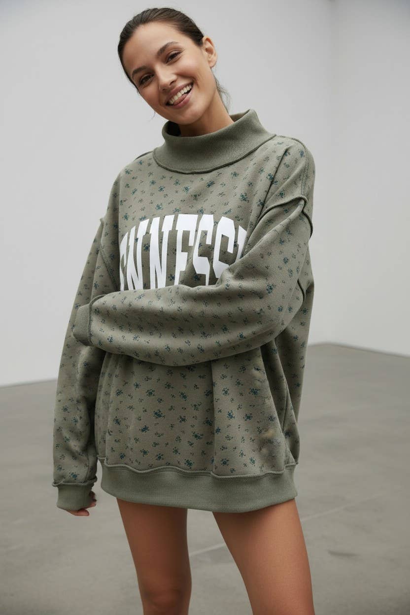 TN Olive Floral Mock REVERSIBLE