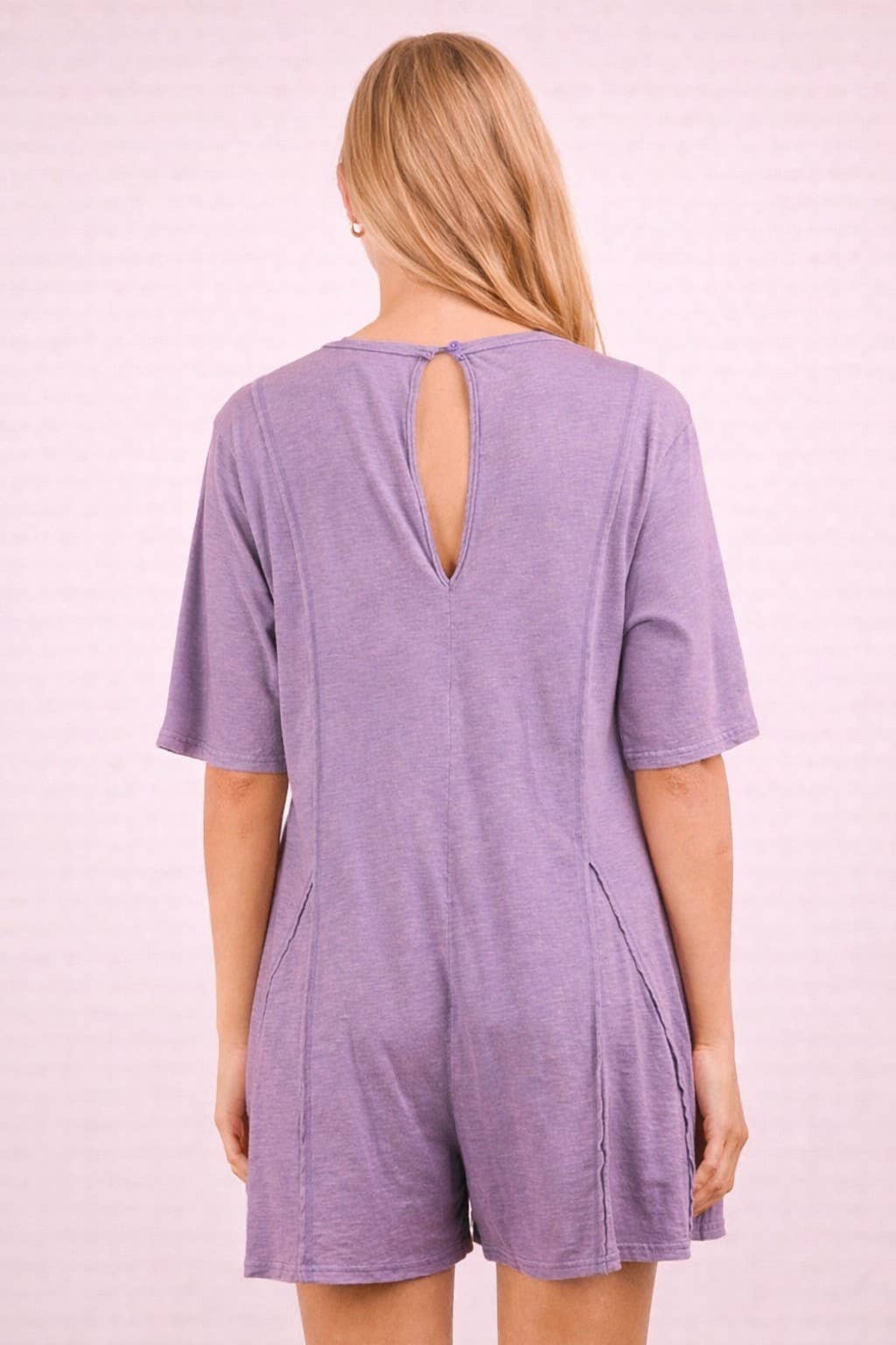 Mineral Washed Oversized Knit Comfy Romper: SAGE