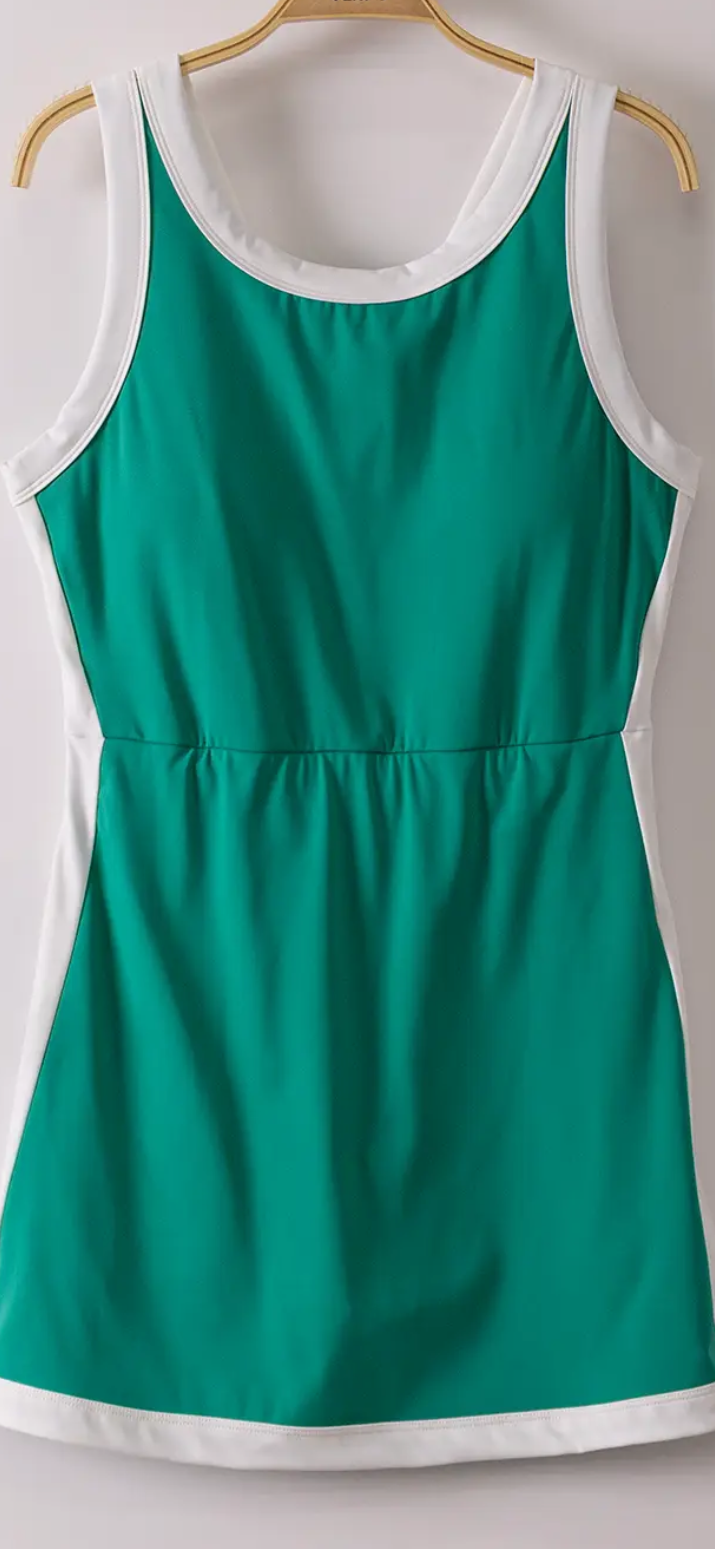 Color block, activewear mini dress with bra cap