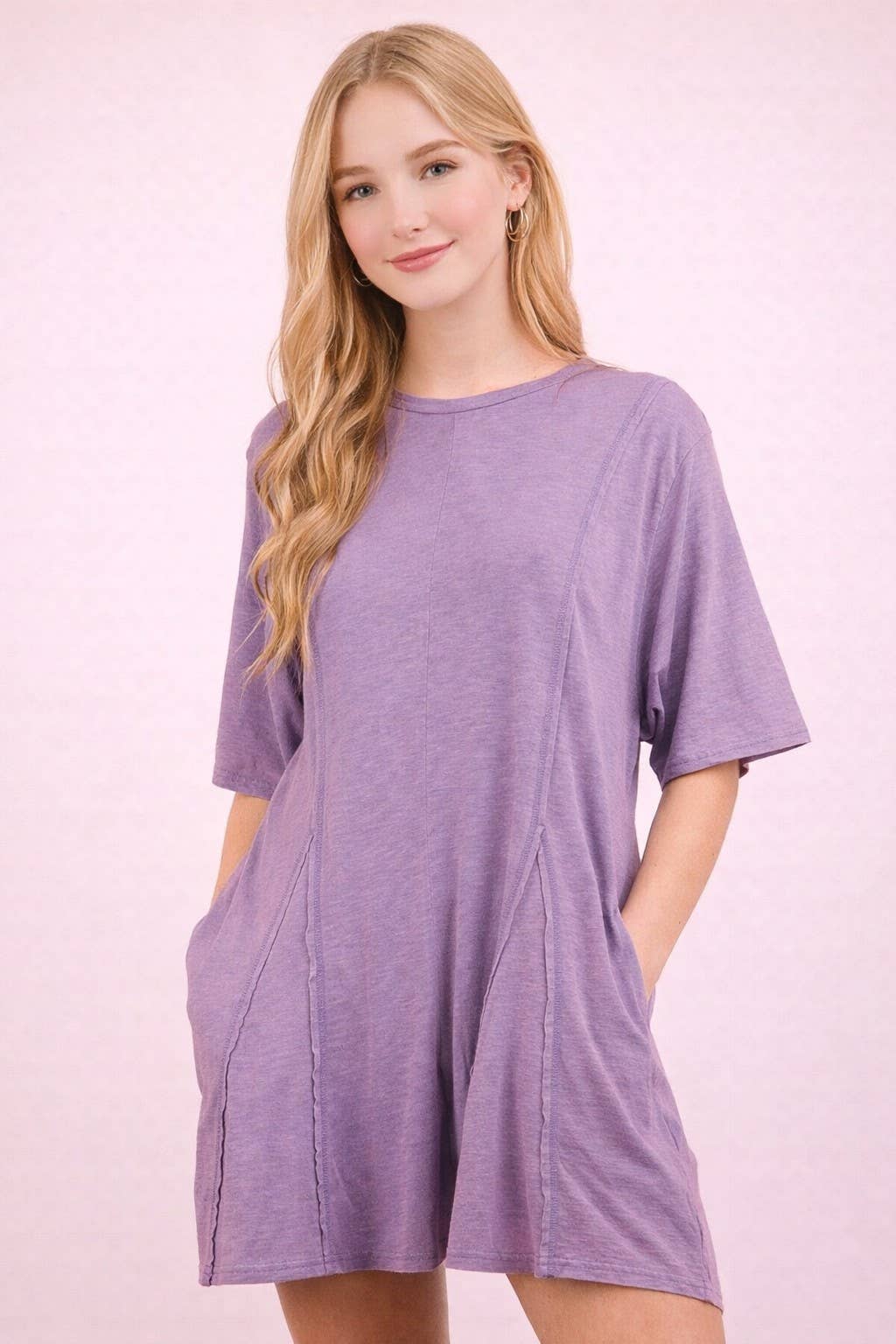 Mineral Washed Oversized Knit Comfy Romper: SAGE