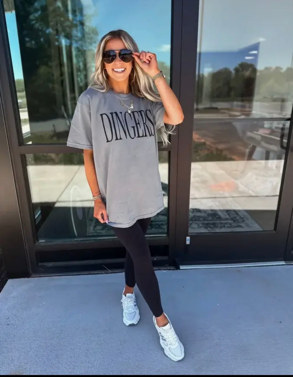 Dingers gray graphic tee