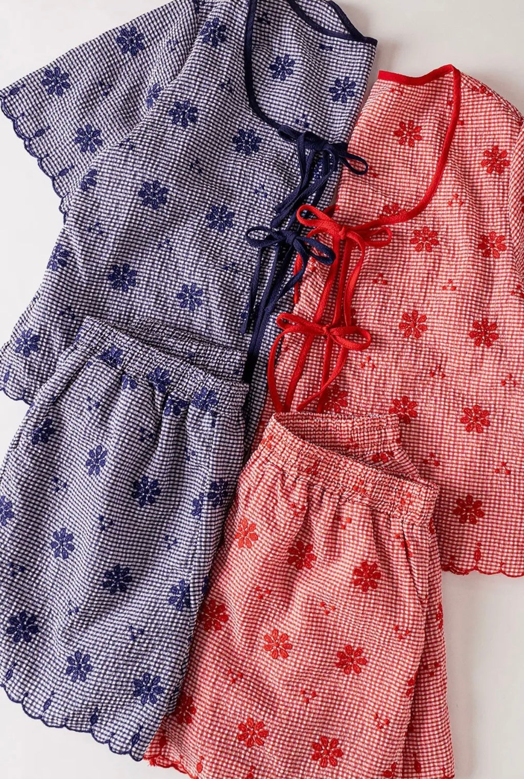 Navy floral woven set (top and shorts)