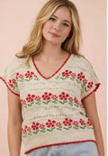 Floral knit sweater vest