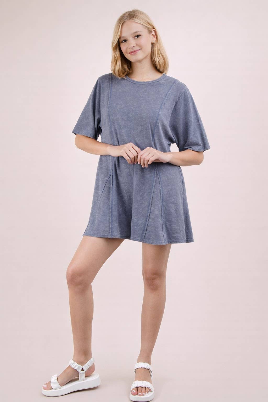 Mineral Washed Oversized Knit Comfy Romper: SAGE