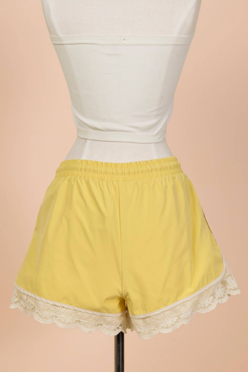 NP71048-Lace Trim Activewear Shorts: GREEN / S-M-L/2-2-2
