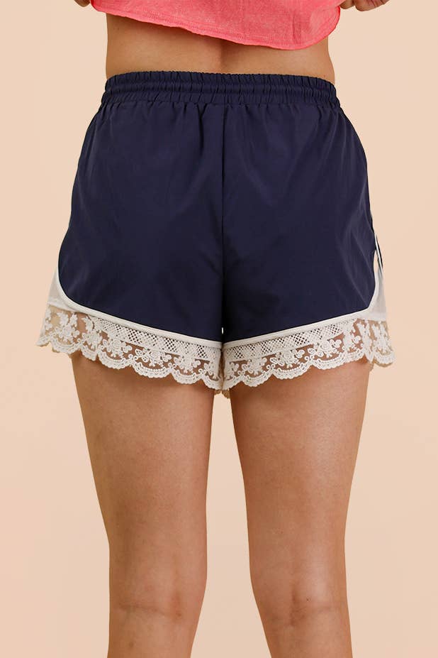 NP71048-Lace Trim Activewear Shorts: MOCHA / S-M-L/2-2-2