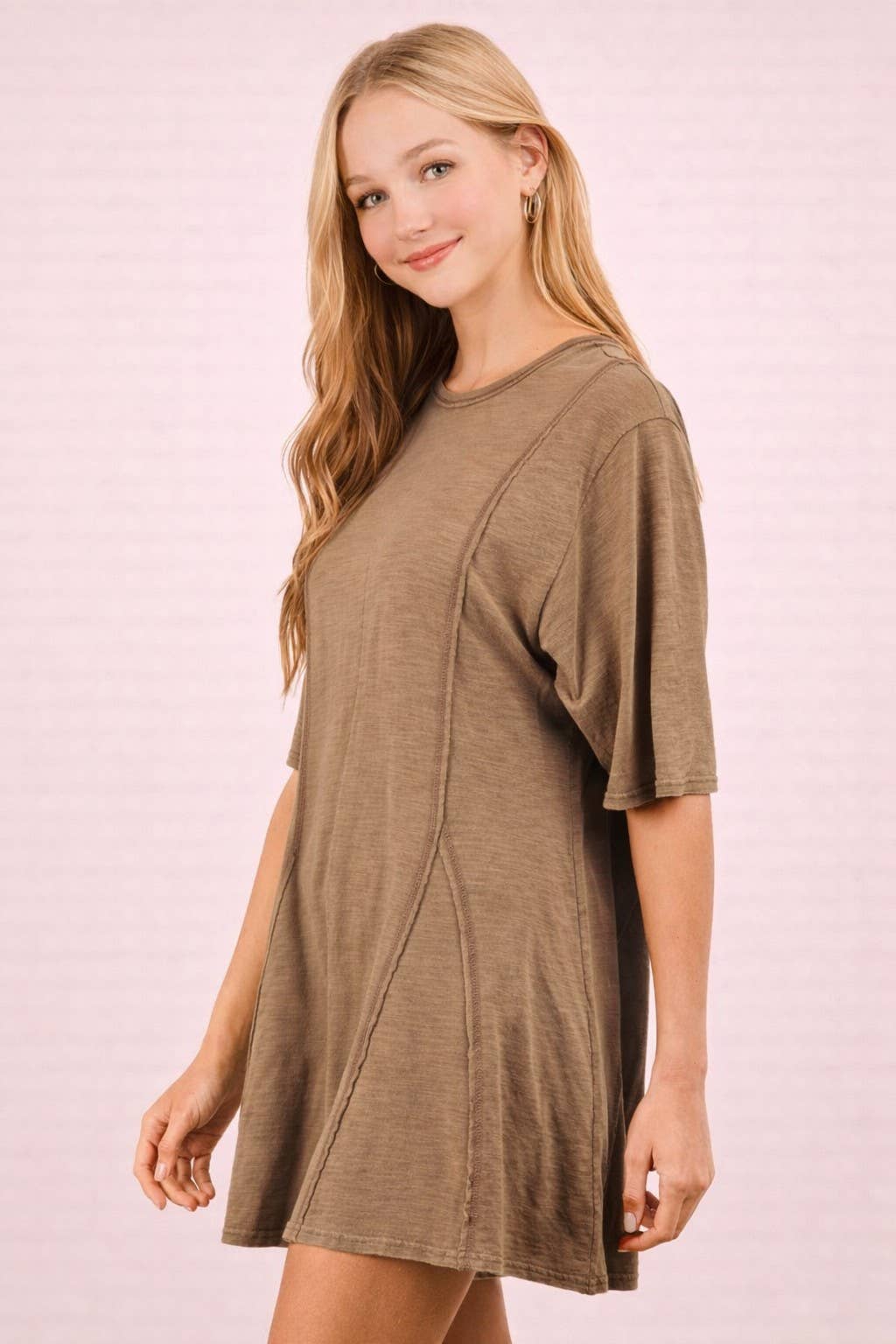 Mineral Washed Oversized Knit Comfy Romper: SAGE