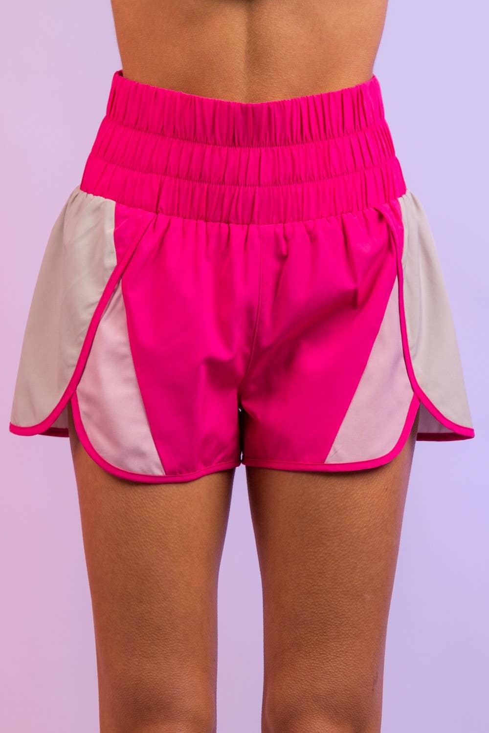 NP70066-Color-block activewear shorts: MOCHA / S-M-L/2-2-2