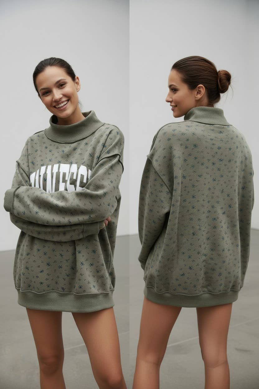TN Olive Floral Mock REVERSIBLE